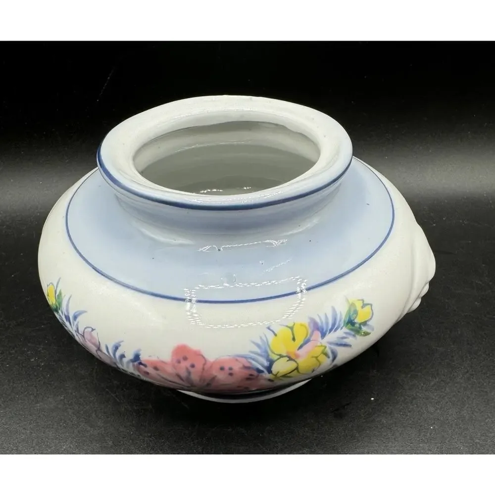 Rare Antique Ceramic Lions Head Sugar Bowl Or Dry Creamer Dish hand Painted -A99
